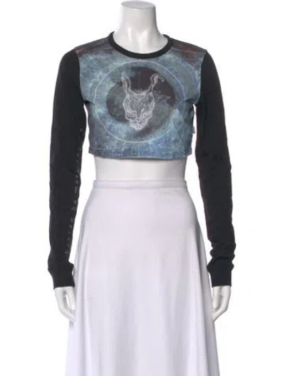 Pre-owned Heaven By Marc Jacobs Graphic Print Crew Neck Crop Top In Black