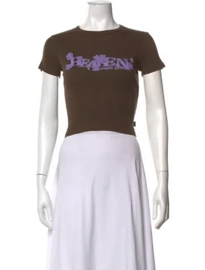 Pre-owned Heaven By Marc Jacobs Graphic Print Crew Neck Crop Top In Brown