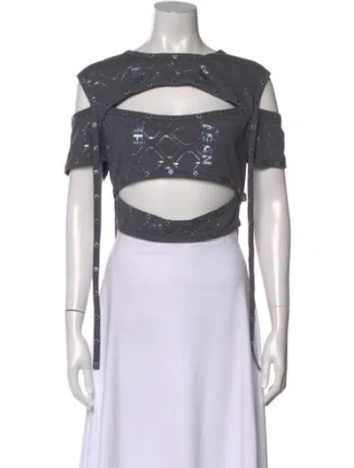 Pre-owned Heaven By Marc Jacobs Graphic Print Crew Neck Crop Top W/ Tags In Gray