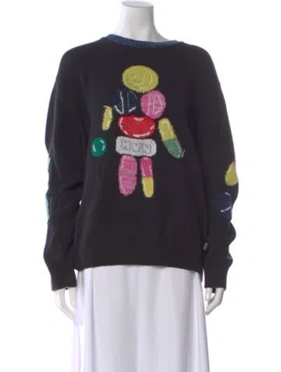 Pre-owned Heaven By Marc Jacobs Graphic Print Crew Neck Sweater In Black