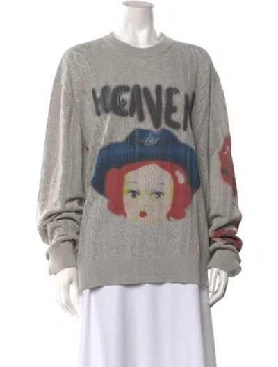 Pre-owned Heaven By Marc Jacobs Graphic Print Crew Neck Sweater W/ Tags In Gray