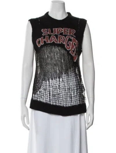 Pre-owned Heaven By Marc Jacobs Graphic Print Crew Neck Top In Black