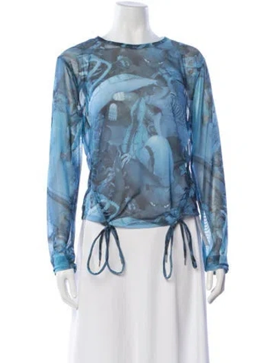 Pre-owned Heaven By Marc Jacobs Graphic Print Crew Neck Top In Blue