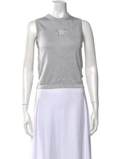 Pre-owned Heaven By Marc Jacobs Graphic Print Crew Neck Top In Metallic/silver