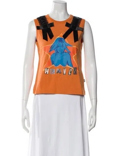 Pre-owned Heaven By Marc Jacobs Graphic Print Crew Neck Top In Orange
