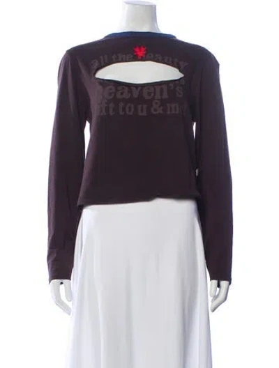 Pre-owned Heaven By Marc Jacobs Graphic Print Crew Neck Top In Purple