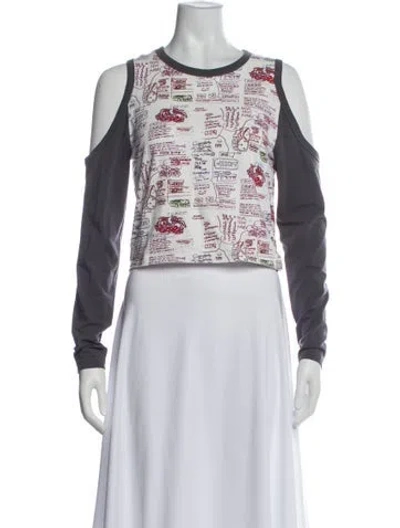 Pre-owned Heaven By Marc Jacobs Graphic Print Crew Neck Top In White
