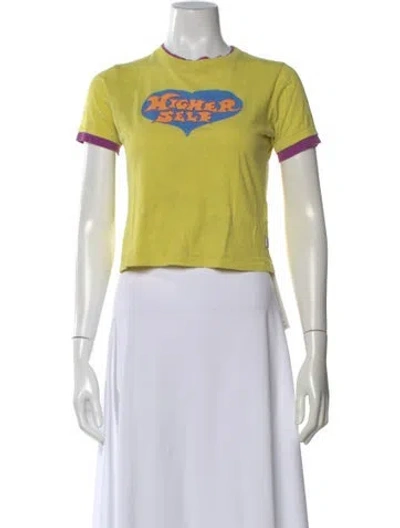 Pre-owned Heaven By Marc Jacobs Graphic Print Crew Neck T-shirt In Yellow