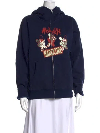 Pre-owned Heaven By Marc Jacobs Graphic Print Long Sleeve Hoodie In Blue