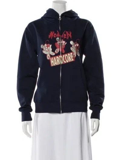 Pre-owned Heaven By Marc Jacobs Graphic Print Mock Neck Sweater In Blue