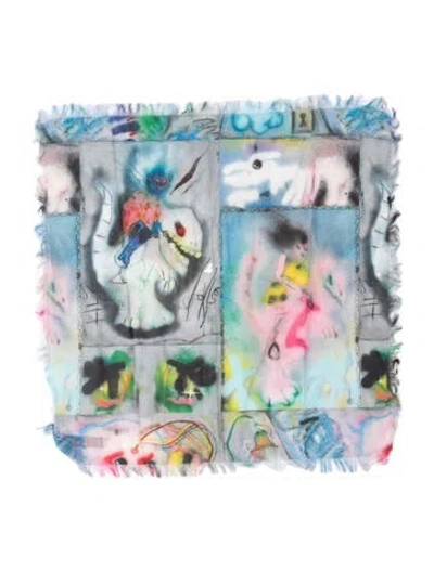 Pre-owned Heaven By Marc Jacobs Graphic Print Scarf In Blue