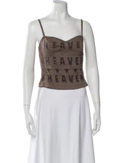 Pre-owned Heaven By Marc Jacobs Graphic Print Square Neckline Crop Top In Brown