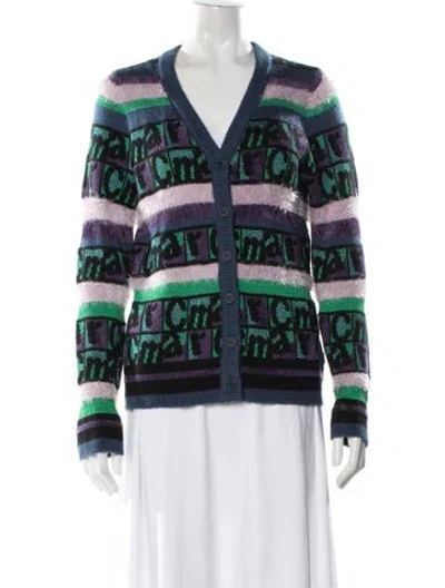 Pre-owned Heaven By Marc Jacobs Graphic Print V-neck Sweater In Blue