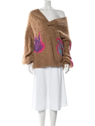 Pre-owned Heaven By Marc Jacobs Graphic Print V-neck Sweater In Neutral