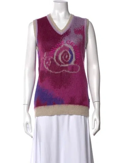 Pre-owned Heaven By Marc Jacobs Graphic Print V-neck Sweater In Purple