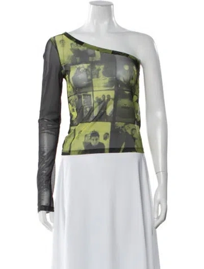 Pre-owned Heaven By Marc Jacobs Mesh Graphic Print Top In White