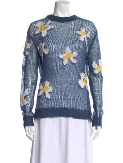 Pre-owned Heaven By Marc Jacobs Mohair Floral Print Sweater In Blue