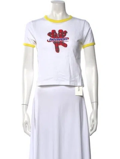 Pre-owned Heaven By Marc Jacobs Plaid Print Crew Neck T-shirt In White