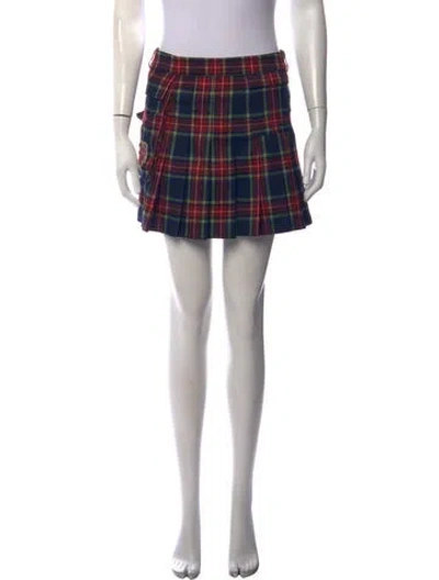 Pre-owned Heaven By Marc Jacobs Plaid Print Mini Skirt In Red