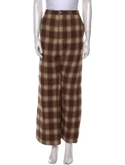 Pre-owned Heaven By Marc Jacobs Plaid Print Wide Leg Pants In Brown