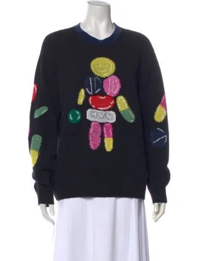 Pre-owned Heaven By Marc Jacobs Printed Crew Neck Sweater In Black