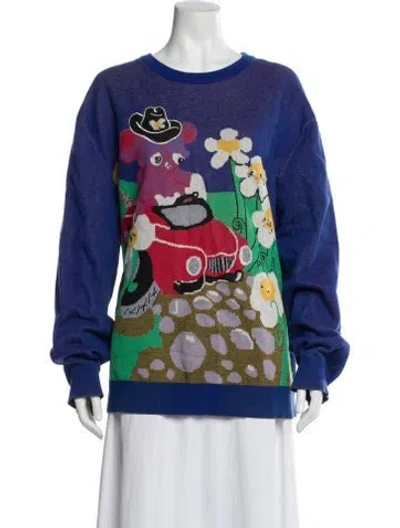 Pre-owned Heaven By Marc Jacobs Printed Scoop Neck Sweater In Blue