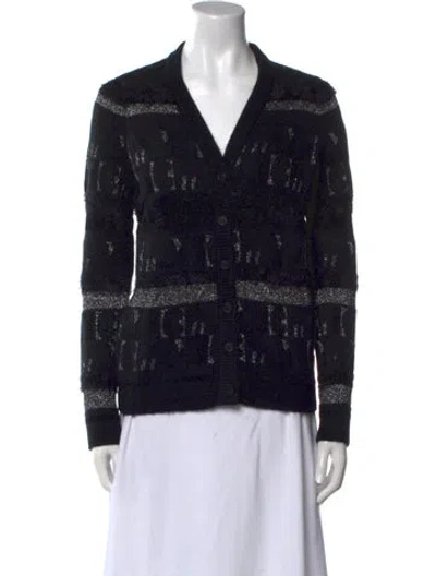 Pre-owned Heaven By Marc Jacobs Printed V-neck Sweater In Black