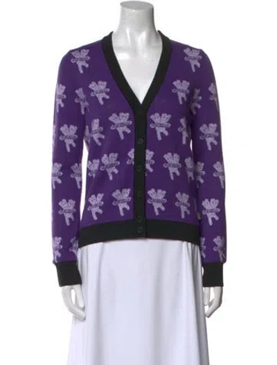 Pre-owned Heaven By Marc Jacobs Printed V-neck Sweater In Purple