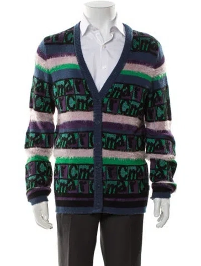 Pre-owned Heaven By Marc Jacobs Striped V-neck Cardigan In Green