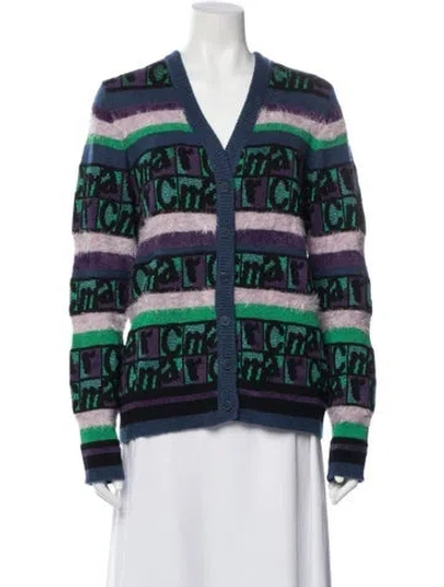 Pre-owned Heaven By Marc Jacobs Striped V-neck Sweater In Blue