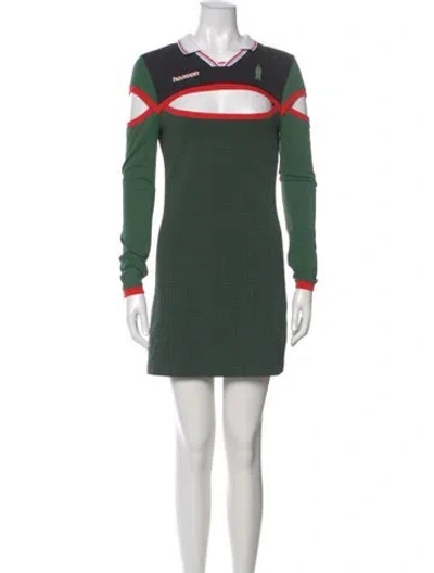 Pre-owned Heaven By Marc Jacobs V-neck Mini Dress In Green