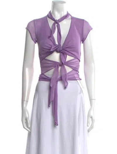 Pre-owned Heaven By Marc Jacobs V-neck Short Sleeve Crop Top W/ Tags In Purple