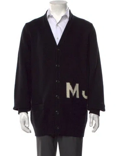 Pre-owned Heaven By Marc Jacobs Wool Graphic Print Cardigan In Black