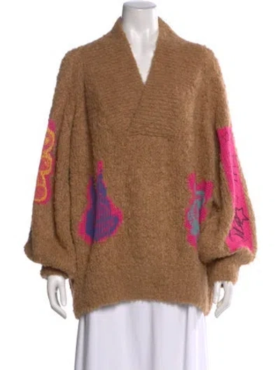 Pre-owned Heaven By Marc Jacobs X Kiko Kostadinov Graphic Print V-neck Sweater In Neutral