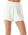 Heaven Jack Textured Pull-on Shorts In White