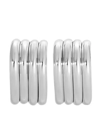 Heaven Mayhem Aria Ribbed Earrings In Metallic