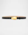 Heaven Mayhem Bean Buckle Leather Belt In Black Gold
