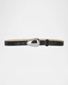 Heaven Mayhem Bean Buckle Leather Belt In Black Silver