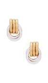 Heaven Mayhem Double Knot Earrings In Metallic Gold,metallic Silver