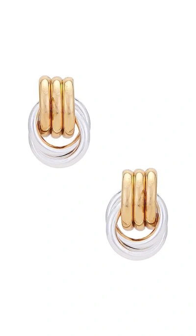 Heaven Mayhem Double Knot Earrings In Metallic Gold,metallic Silver