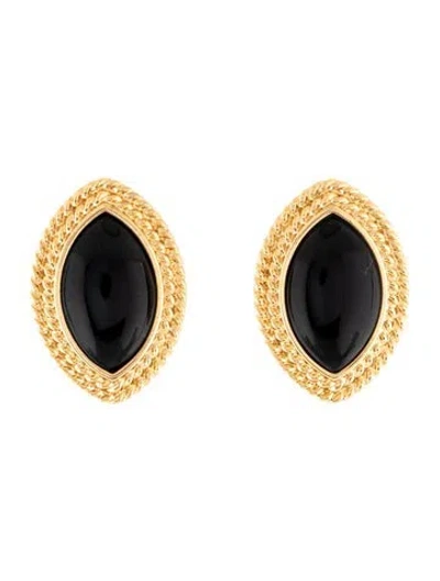 Pre-owned Heaven Mayhem Enamel Noir Drop Earrings In Black