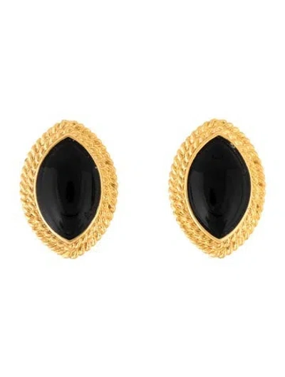 Pre-owned Heaven Mayhem Enamel Noir Drop Earrings In Black