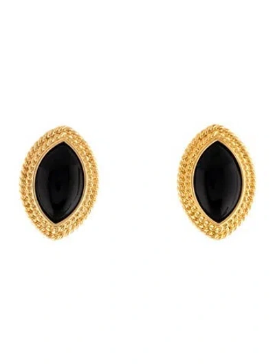 Pre-owned Heaven Mayhem Enamel Noir Drop Earrings In Black