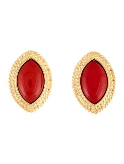 Pre-owned Heaven Mayhem Enamel 'noir' Drop Earrings In Red