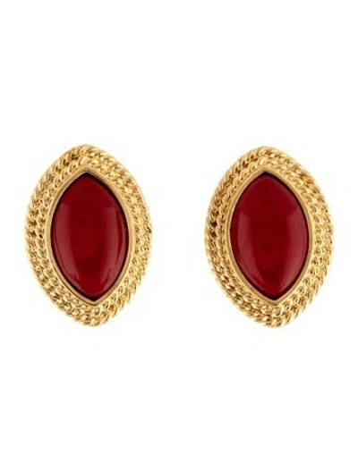 Pre-owned Heaven Mayhem Enamel Noir Drop Earrings In Red