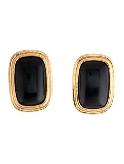 Pre-owned Heaven Mayhem Enamel 'ribbon' Drop Earrings In Black