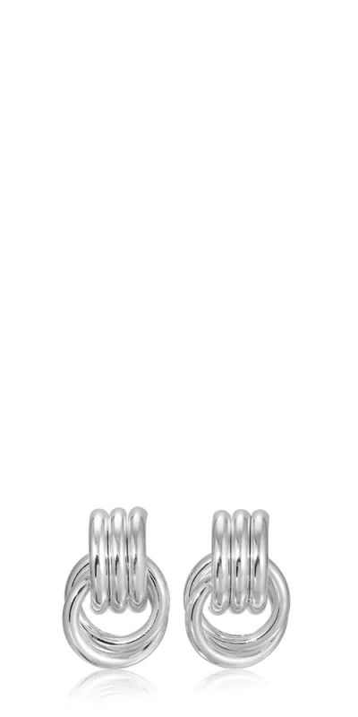 Heaven Mayhem Mini Knot Earrings Silver In White