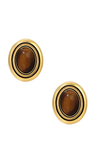 Heaven Mayhem Prize Earrings In Gold & Tigers Eye