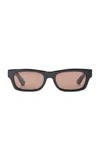 Heaven Mayhem Womens Black Sloane Rectangle-frame Acetate Sunglasses In Brown