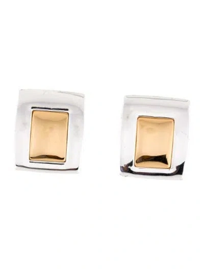 Pre-owned Heaven Mayhem Two Tone Rectangle Stud Earring In Multicolor